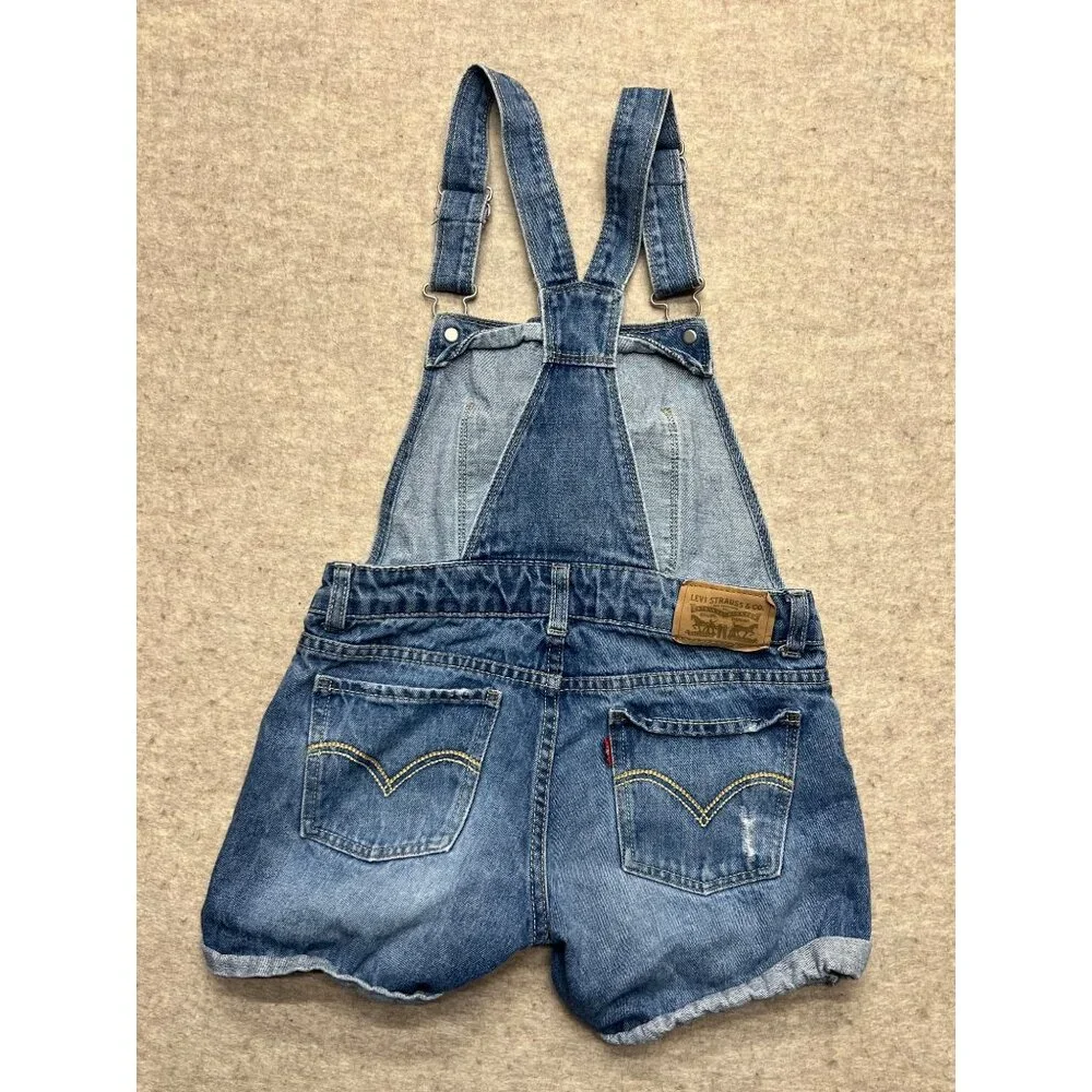 Levi's Distressed Medium Wash Shortall Girls 10 Regular - Picture 5 of 11